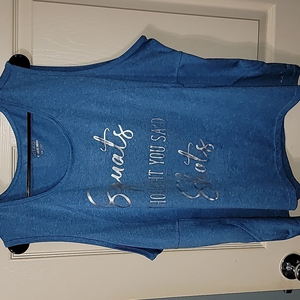 BCG Plus "Squats I Thought You Said Shots" Blue Active Tank Women's 2X NWOT Cond
